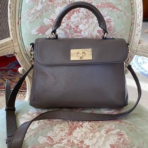 Kate Spade Irving Place Nadine Turnlock Top Handle Gray Crossbody Bag